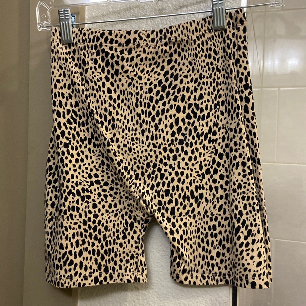 John Galt Leopard Print Biker Shorts
